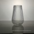 home transparent cylinder ribbed glass flower vase